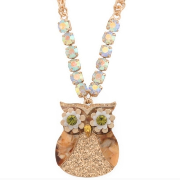 🔹️ BETSEY JOHNSON 🔹️Owl Pendant Statement 16" Necklace ✨️🦉 - Picture 7 of 9